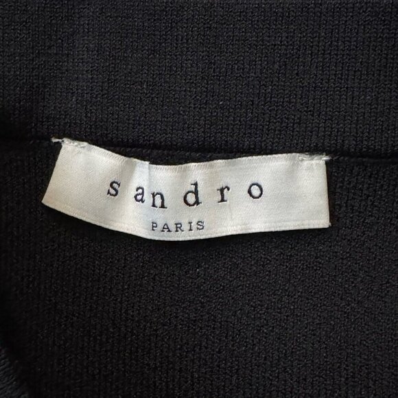 Sandro Paris black knit mini skirt size 1 US size 4 ruffle zipper accents - Picture 5 of 9